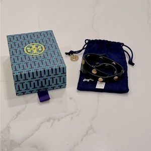 NWT Tory Burch black double wrap bracelet